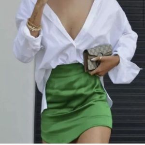Zara Satin Green Mini Skirt XS